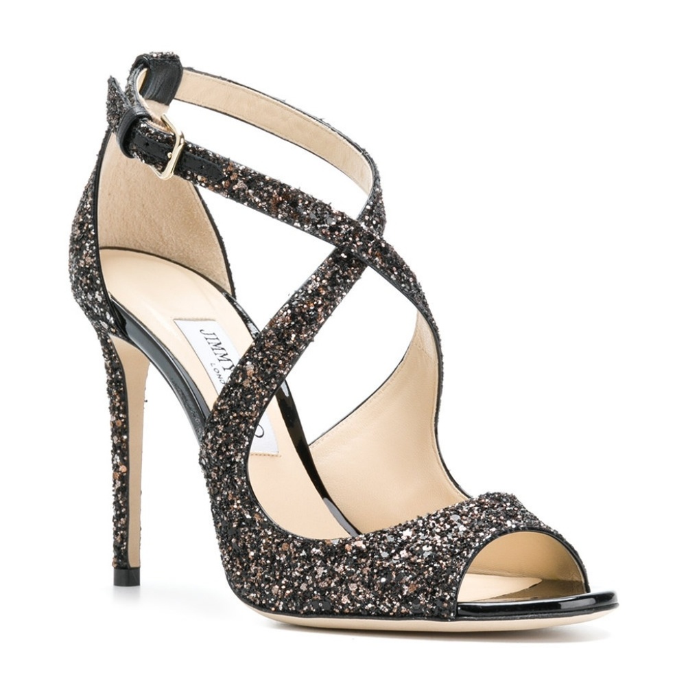 NIB Jimmy Choo Glitter Emily 100 Sandals